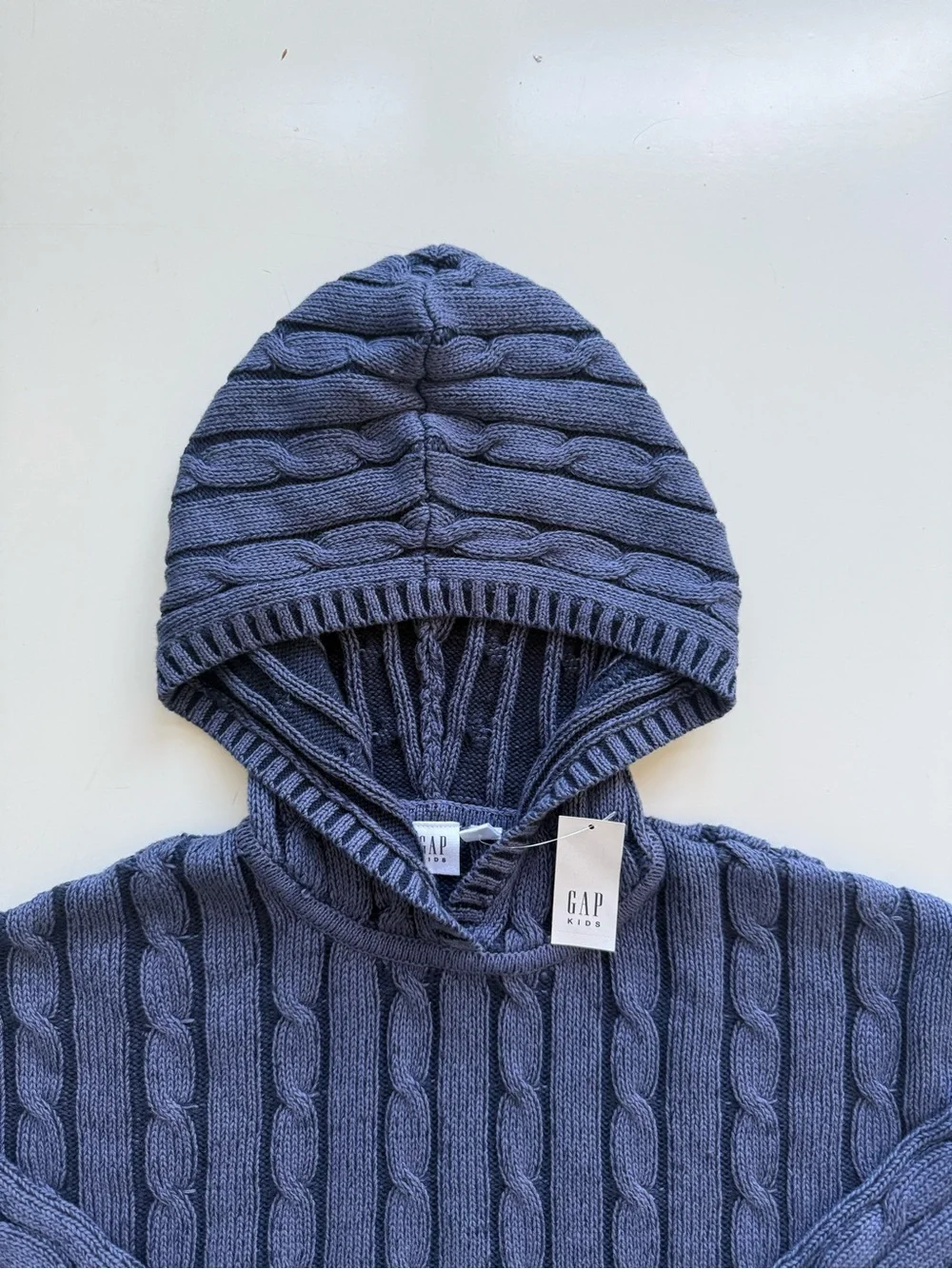 NWT Gap Blue Cable Knit Hooded Sweater Size XL (12)